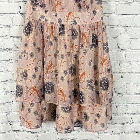 Anthropologie Current Air Floral Tiered Ruffle Mini Dress Womens M Fairy Boho - Picture 8 of 16